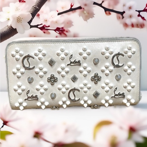 Handbags - Christian Louboutin White Studded Wallet